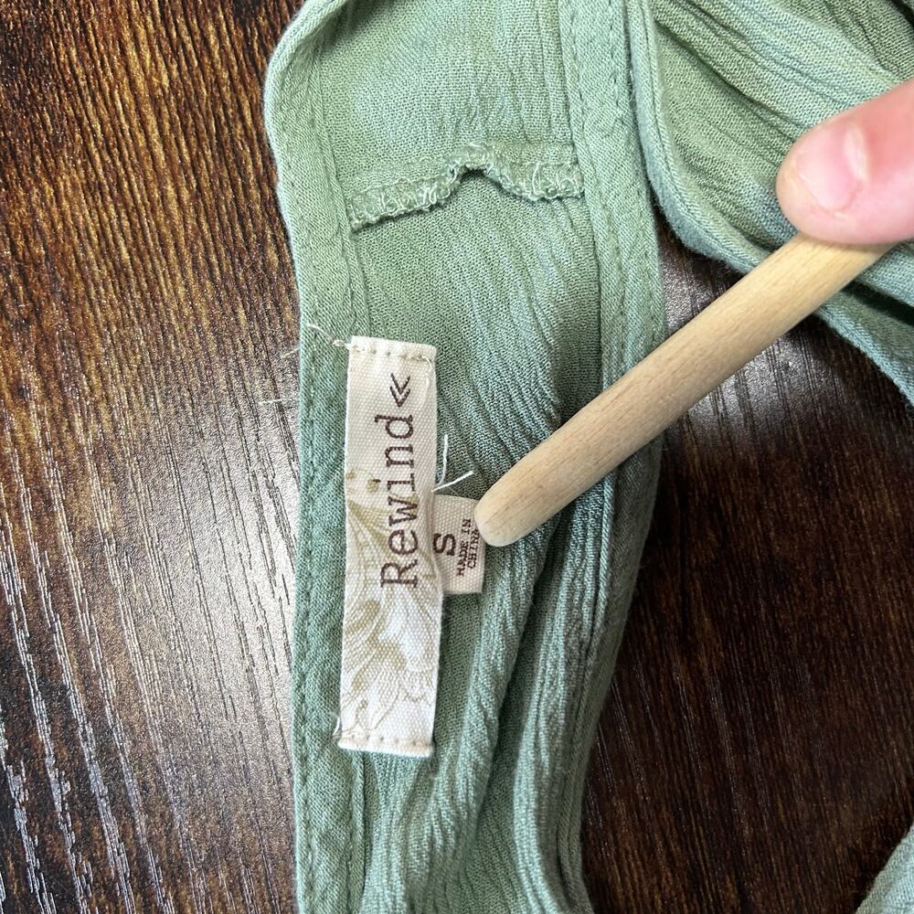 Rewind Sage Green Ruffle Romper Small - Picture 3 of 5